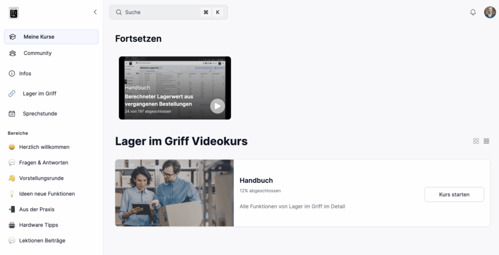 Lagerkurs-Übersicht, moderne Benutzeroberfläche.